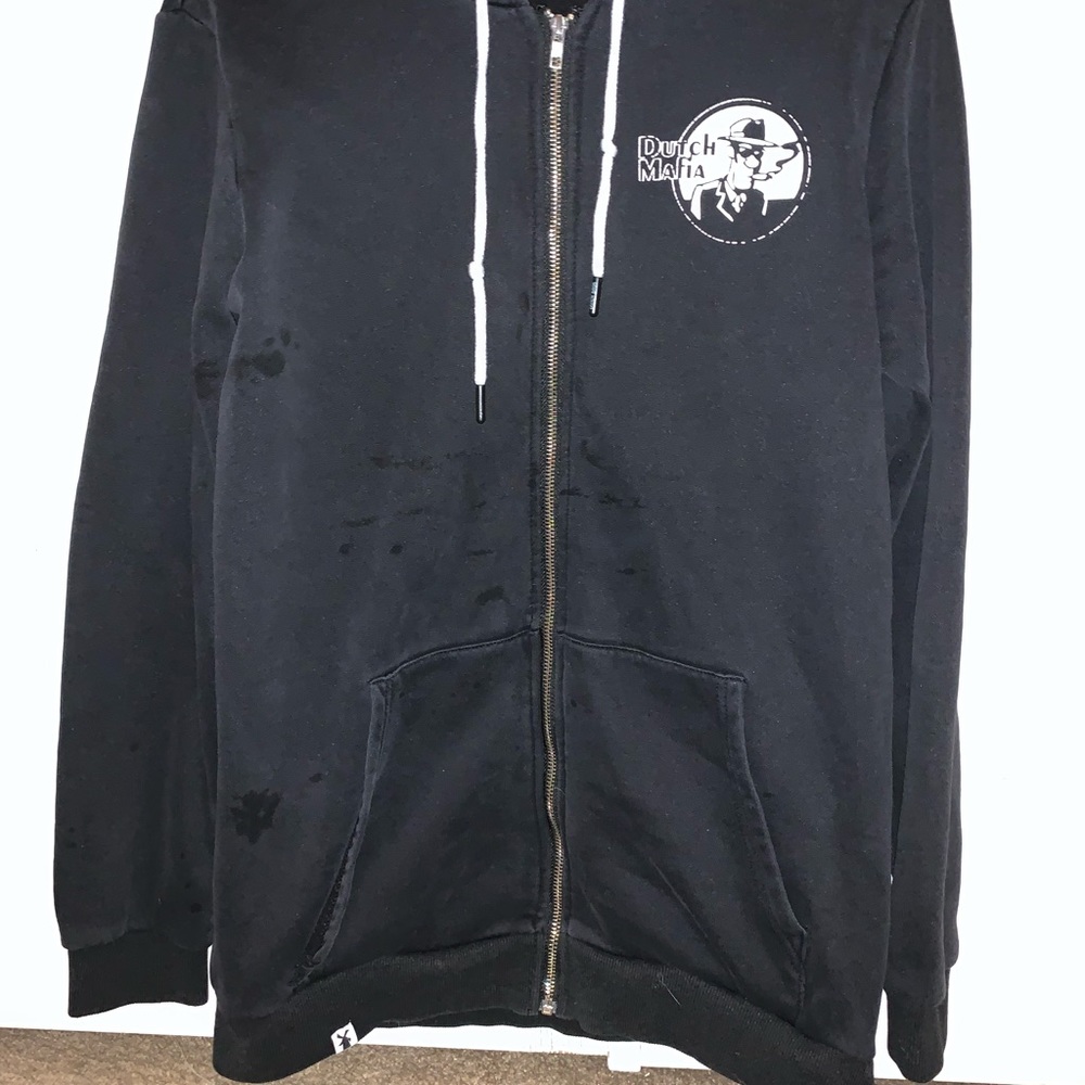 Dutch Bros Black Zip-up Hoodie, 100% Cotton